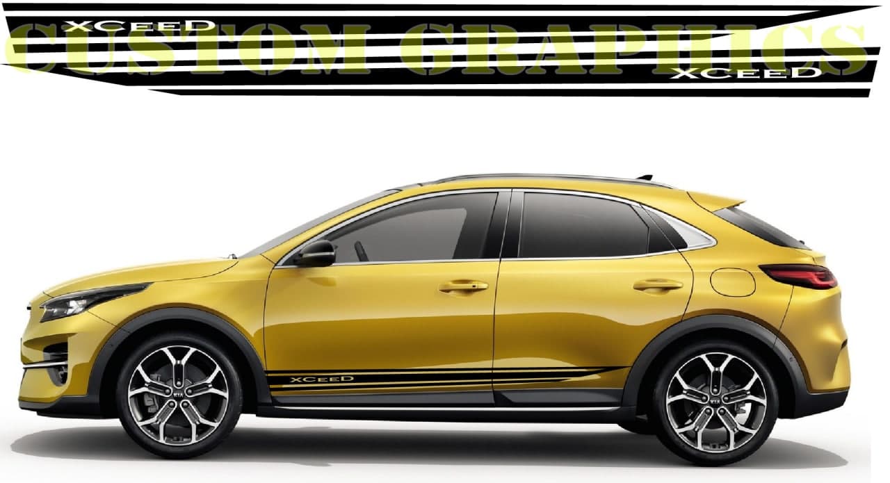 Vinyl Graphics CLASSIC Design Decal Sticker Vinyl Side Racing Stripes Compatible with Kia XCeed