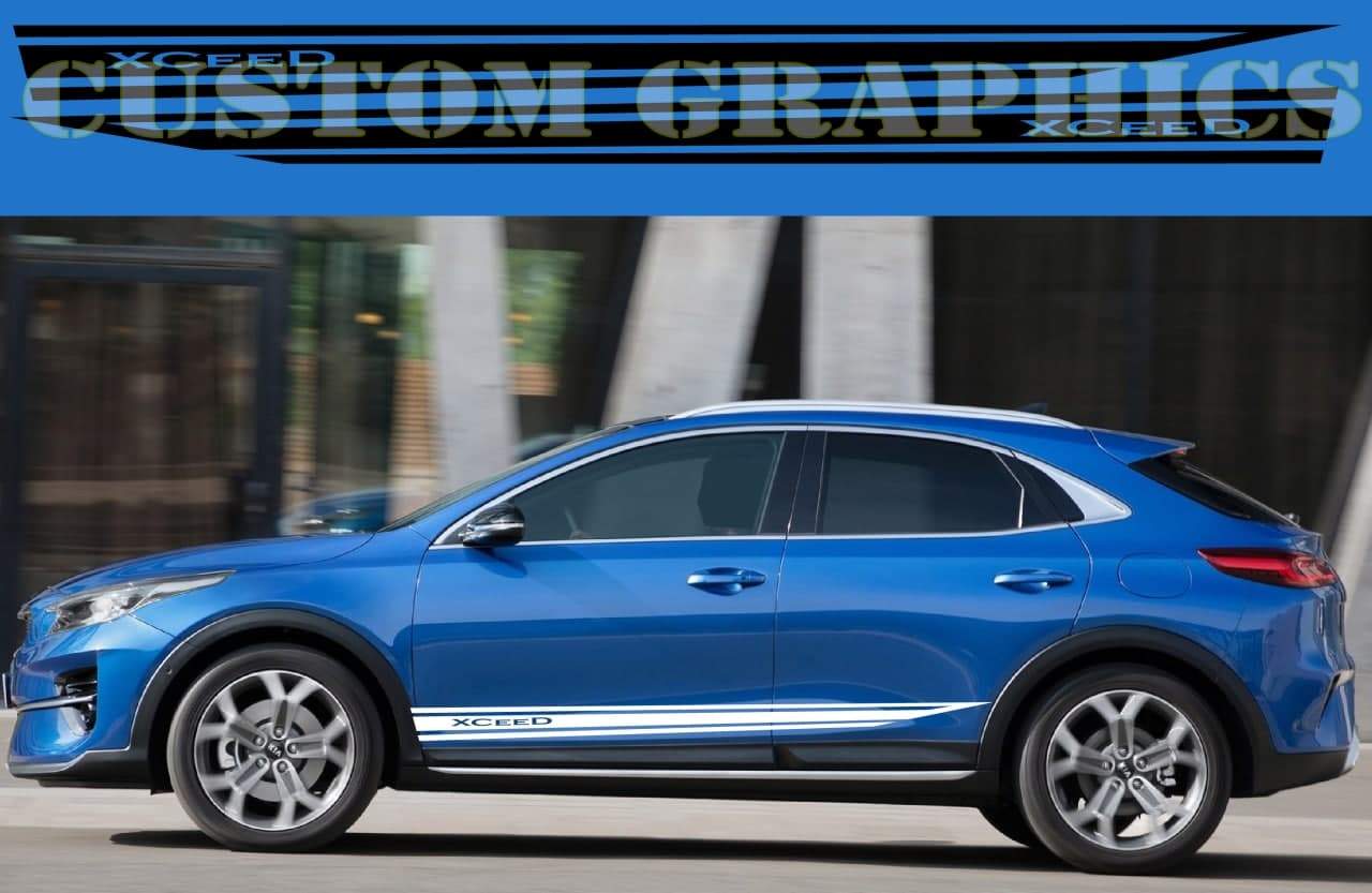 Vinyl Graphics CLASSIC Design Decal Sticker Vinyl Side Racing Stripes Compatible with Kia XCeed