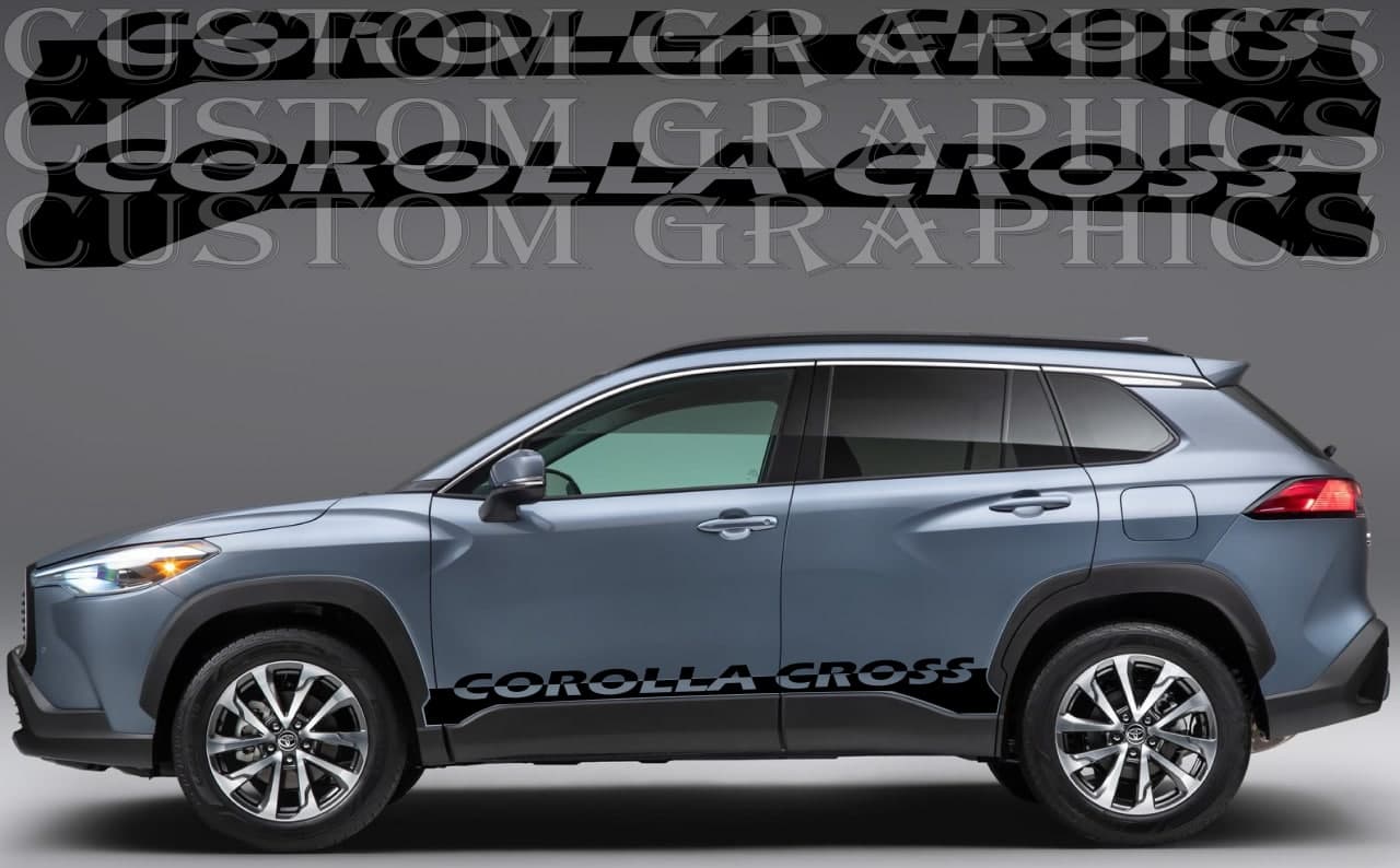 Premium Quality Vinyl Stickers Compatible With Toyota Corolla Cross Decal Street Auto Name Line Design