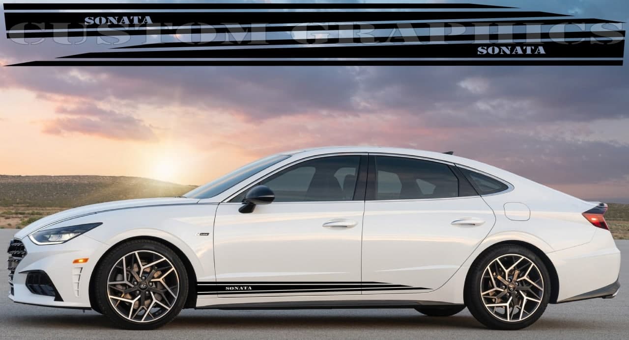 Vinyl Graphics Classic Line Design Decal Sticker Vinyl Side Racing Stripes for Hyundai Sonata