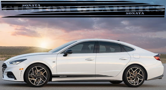 Vinyl Graphics Classic Line Design Decal Sticker Vinyl Side Racing Stripes for Hyundai Sonata