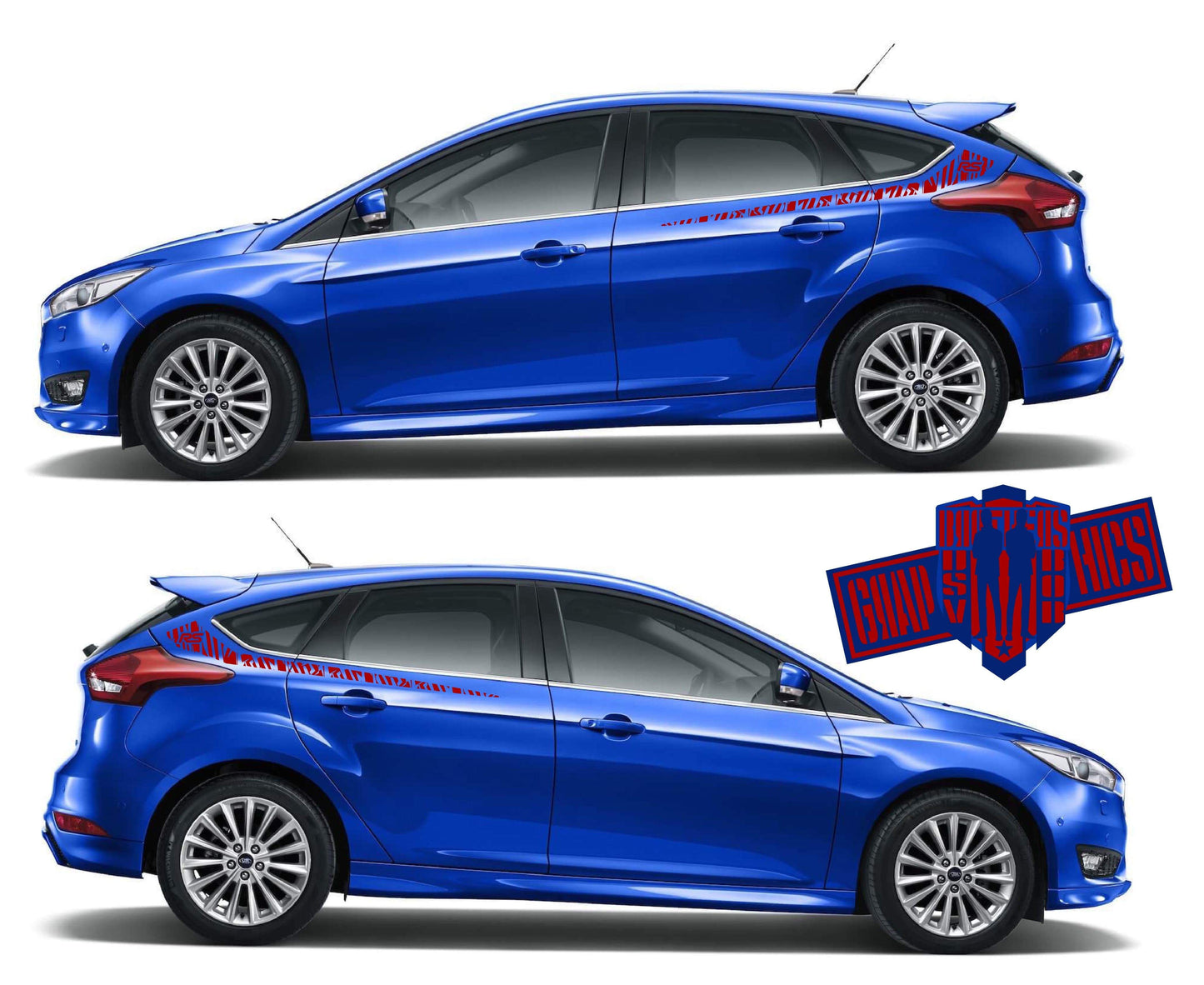 Custom Decal Sticker Vinyl Side Racing Stripes for Ford Focus - Brothers-Graphics