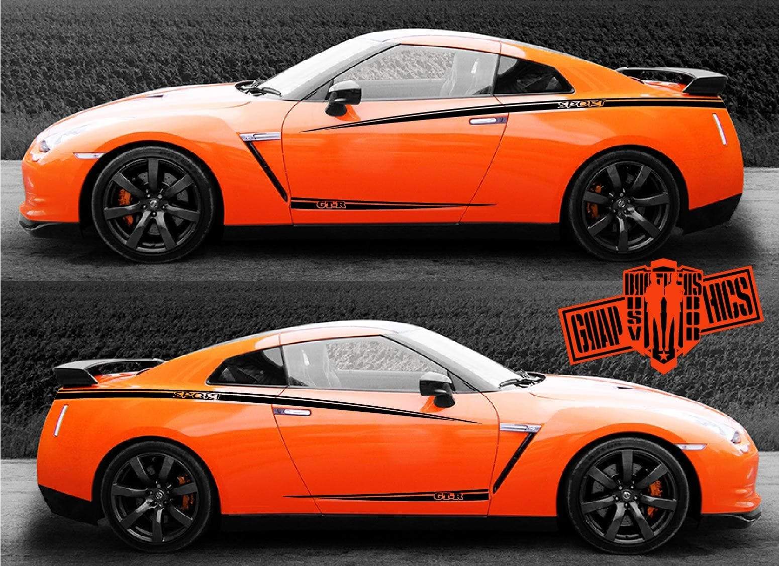 Custom Decal Sticker Vinyl Side Racing Stripes for Nissan GT-R - Brothers-Graphics