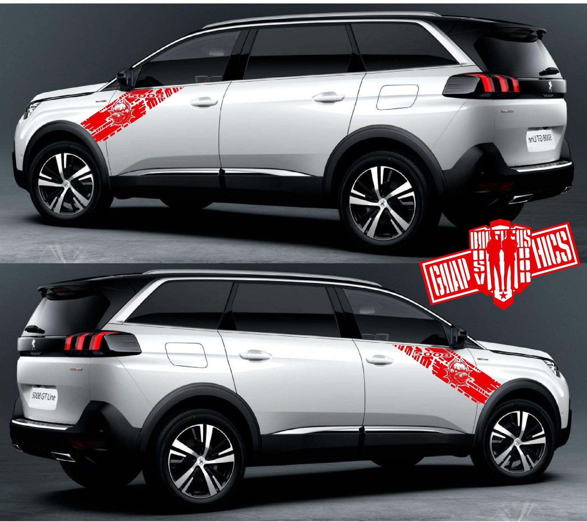 Custom Decal Sticker Vinyl Side Racing Stripes for Peugeot 5008 - Brothers-Graphics