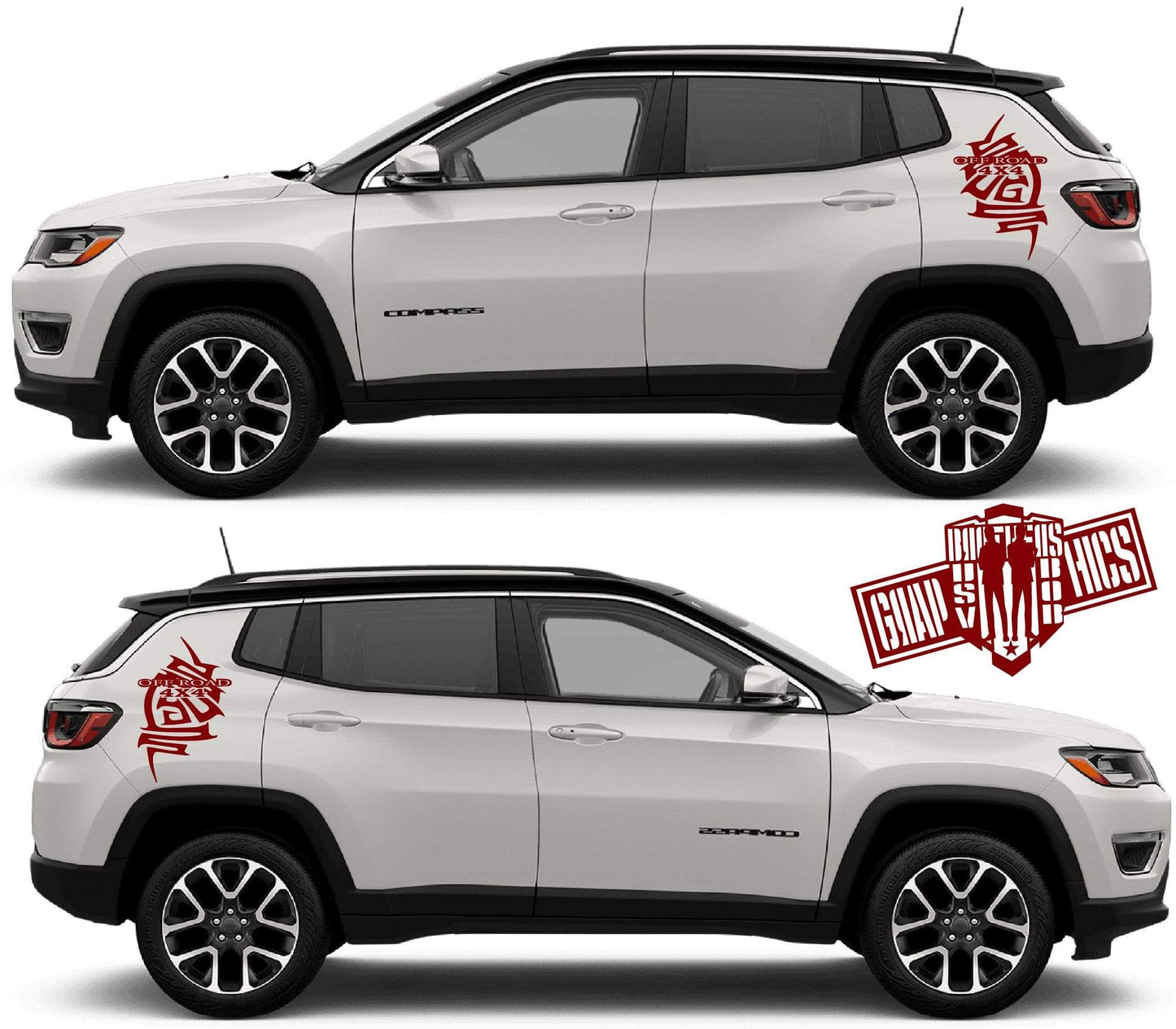 Custom Door Decal Vinyl Racing Stripe Stickers For Jeep Compass - Brothers-Graphics