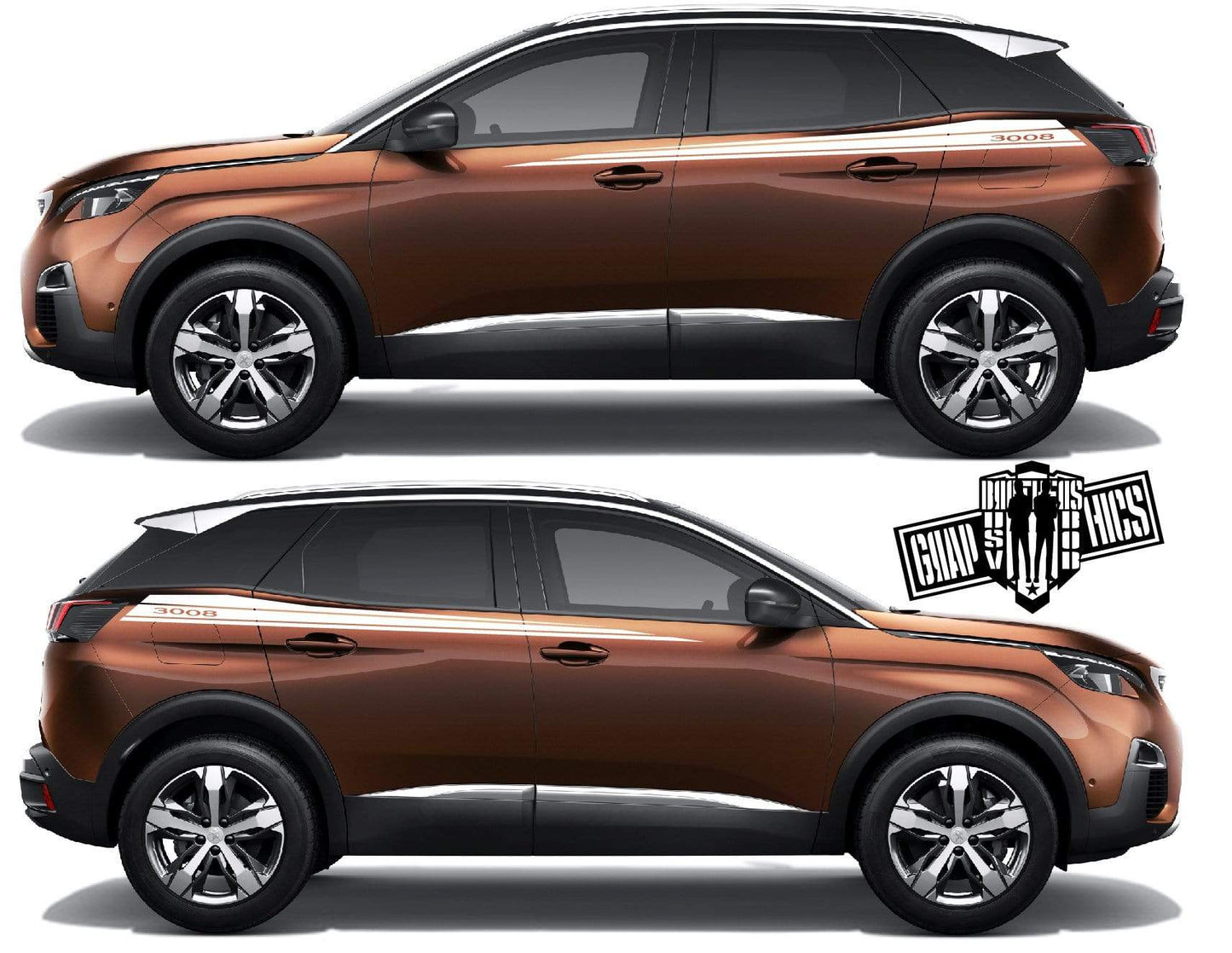 Custom Door Decal Vinyl Racing Stripe Stickers For Peugeot 3008 - Brothers-Graphics