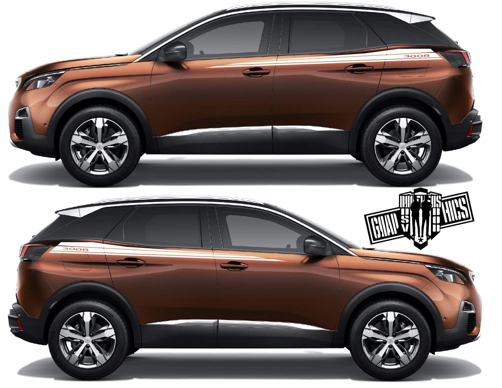 Custom Door Decal Vinyl Racing Stripe Stickers For Peugeot 3008 - Brothers-Graphics