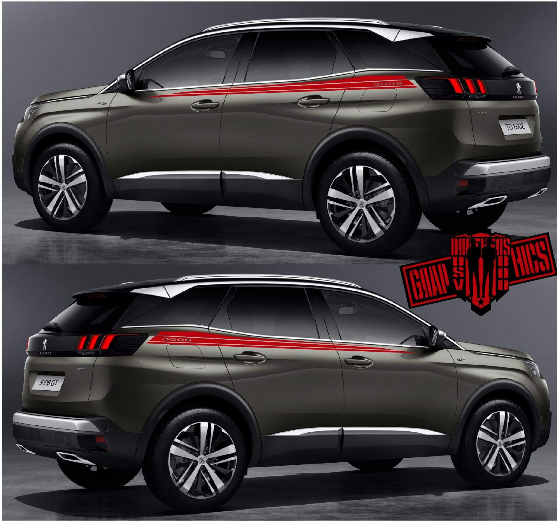 Custom Door Decal Vinyl Racing Stripe Stickers For Peugeot 3008 - Brothers-Graphics