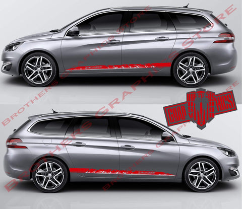 Custom Door Decal Vinyl Racing Stripe Stickers For Peugeot 308 SW - Brothers-Graphics