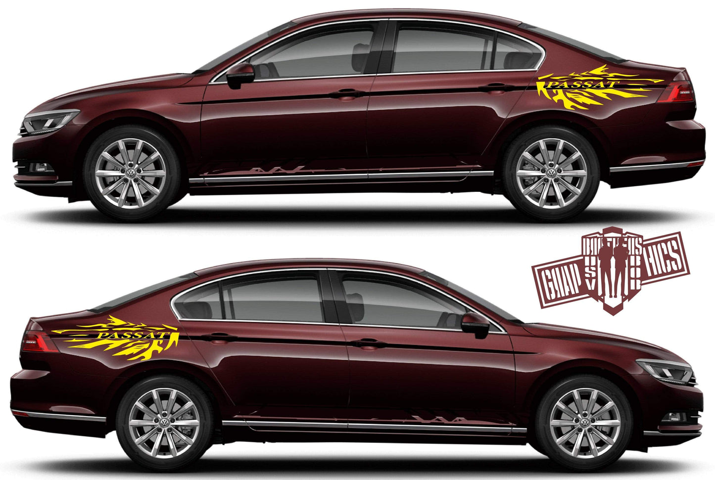 Custom Racing Decal Side Door Stripe Stickers For VW PASSAT - Brothers-Graphics