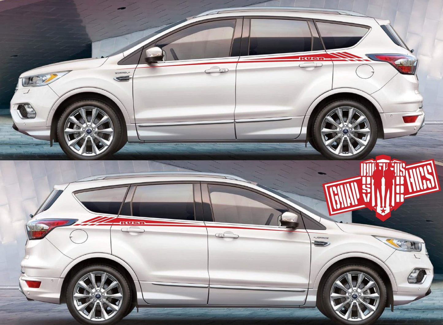 Custom Racing Decal Sticker Side Door Stripe Stickers For Ford KUGA - Brothers-Graphics
