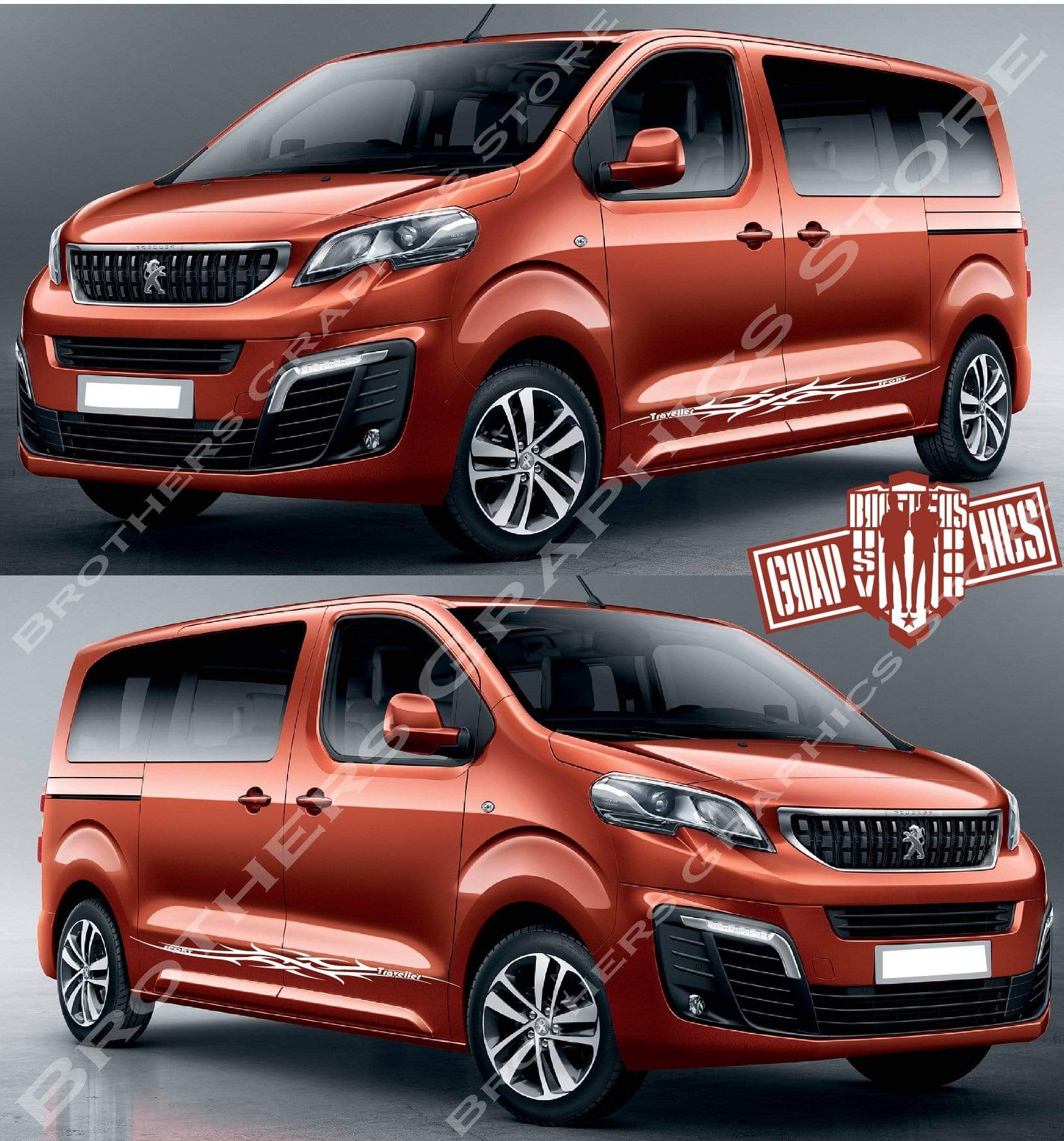 Custom Racing Decal Sticker Side Door Stripe Stickers For Peugeot Traveller - Brothers-Graphics