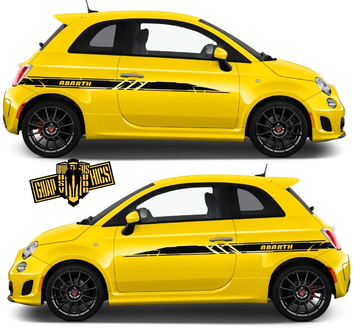 Custom Racing Decal Sticker Side Door Stripe Stickers kit for Fiat Abarth 500 2007-2020 - Brothers-Graphics