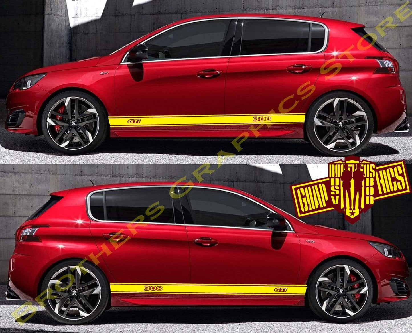 Custom Racing Decal Sticker Side Door Stripe Stickers kit for Peugeot 308 - Brothers-Graphics