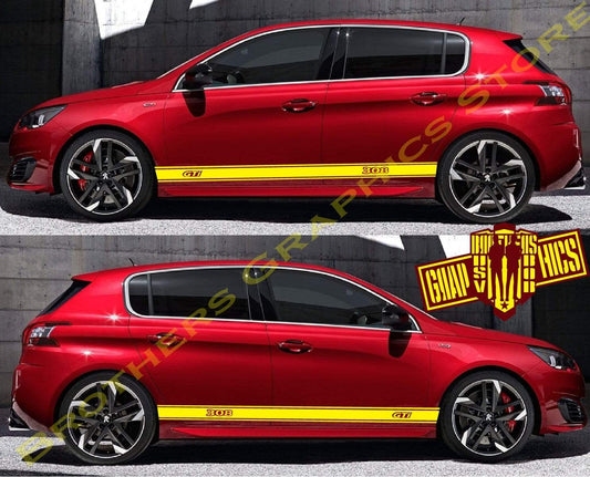 Custom Racing Decal Sticker Side Door Stripe Stickers kit for Peugeot 308 - Brothers-Graphics