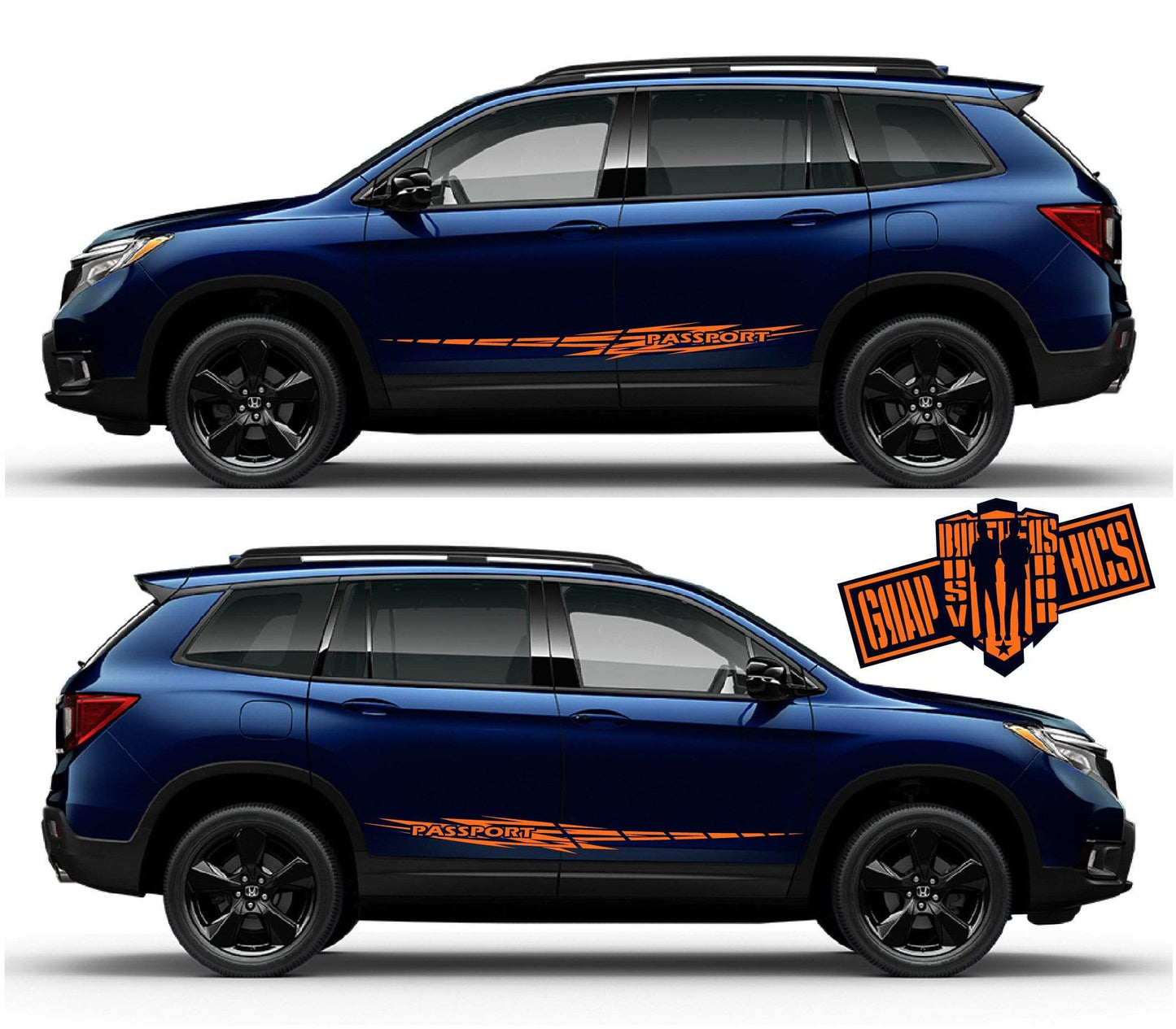 Custom Racing Decal Sticker Side Door Stripe Stickers kit Honda Passport - Brothers-Graphics