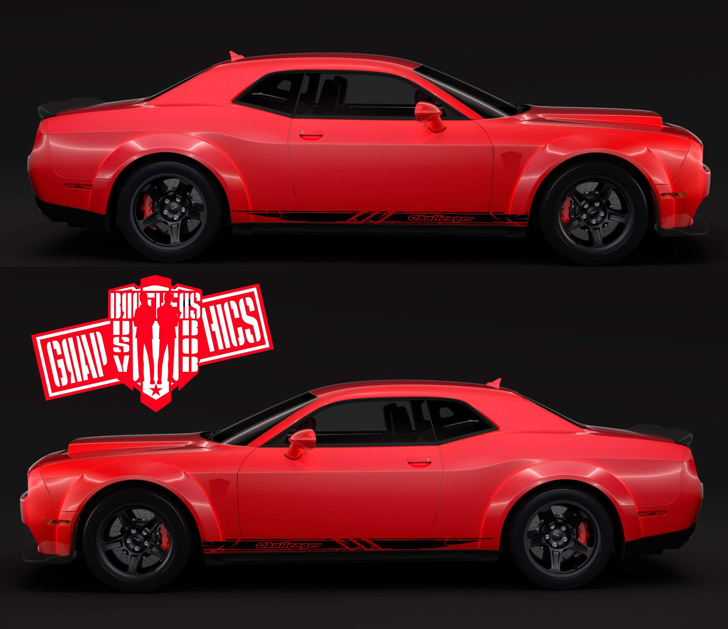 Custom Racing Decal Sticker Side Door Stripes For Dodge Challenger SRT - Brothers-Graphics