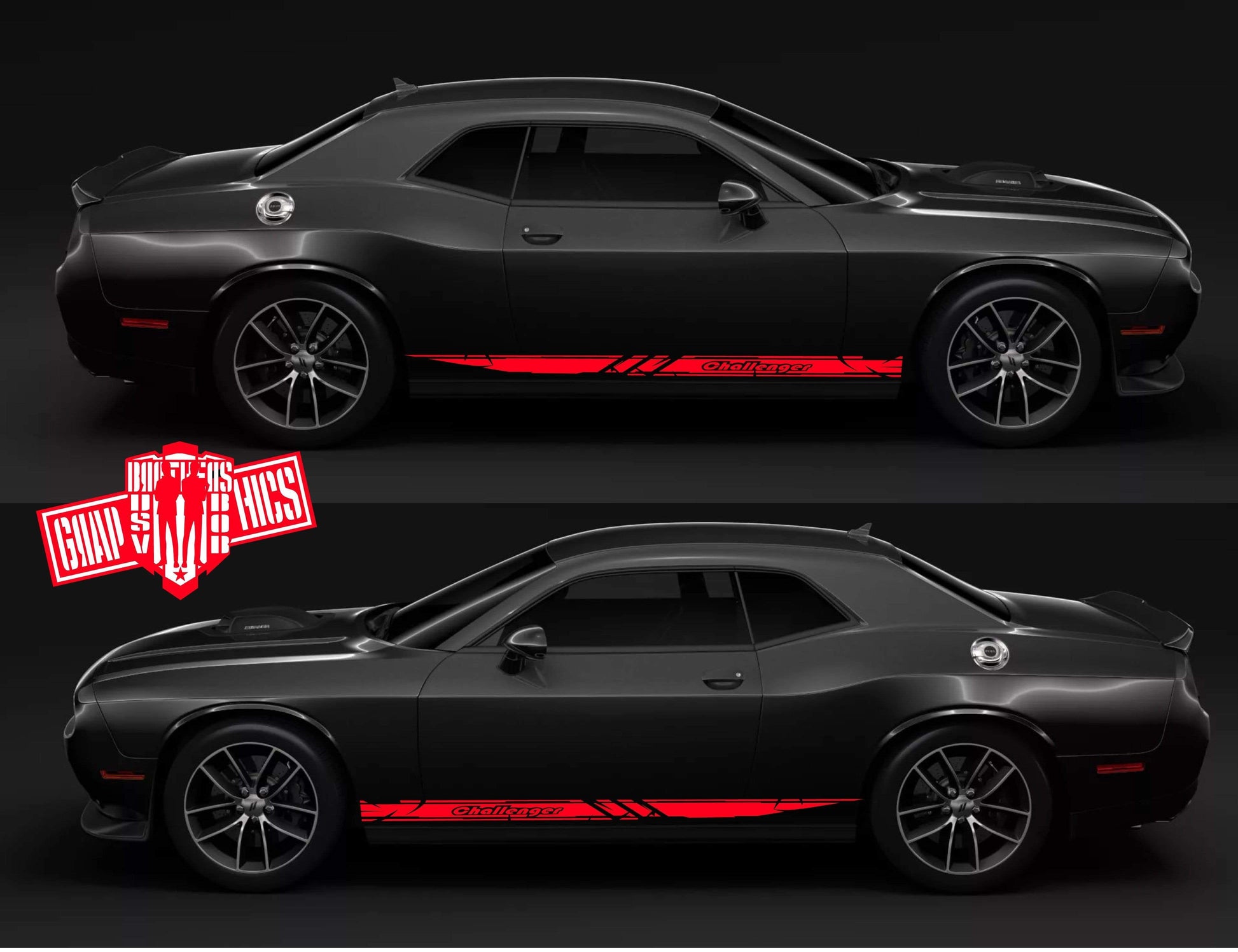 Custom Racing Decal Sticker Side Door Stripes For Dodge Challenger SRT - Brothers-Graphics