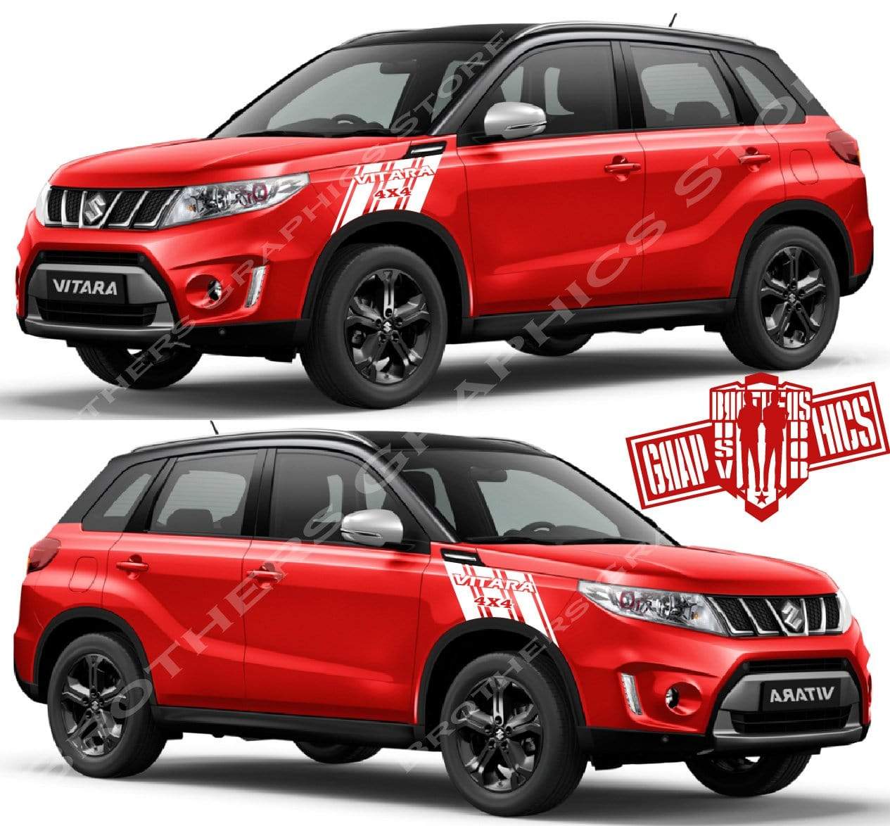Custom Racing Line Stickers Car Side Vinyl Stripes For Suzuki Vitara - Brothers-Graphics