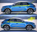 Custom Racing Line Stickers Car Side Vinyl Stripes For VW T-ROC - Brothers-Graphics