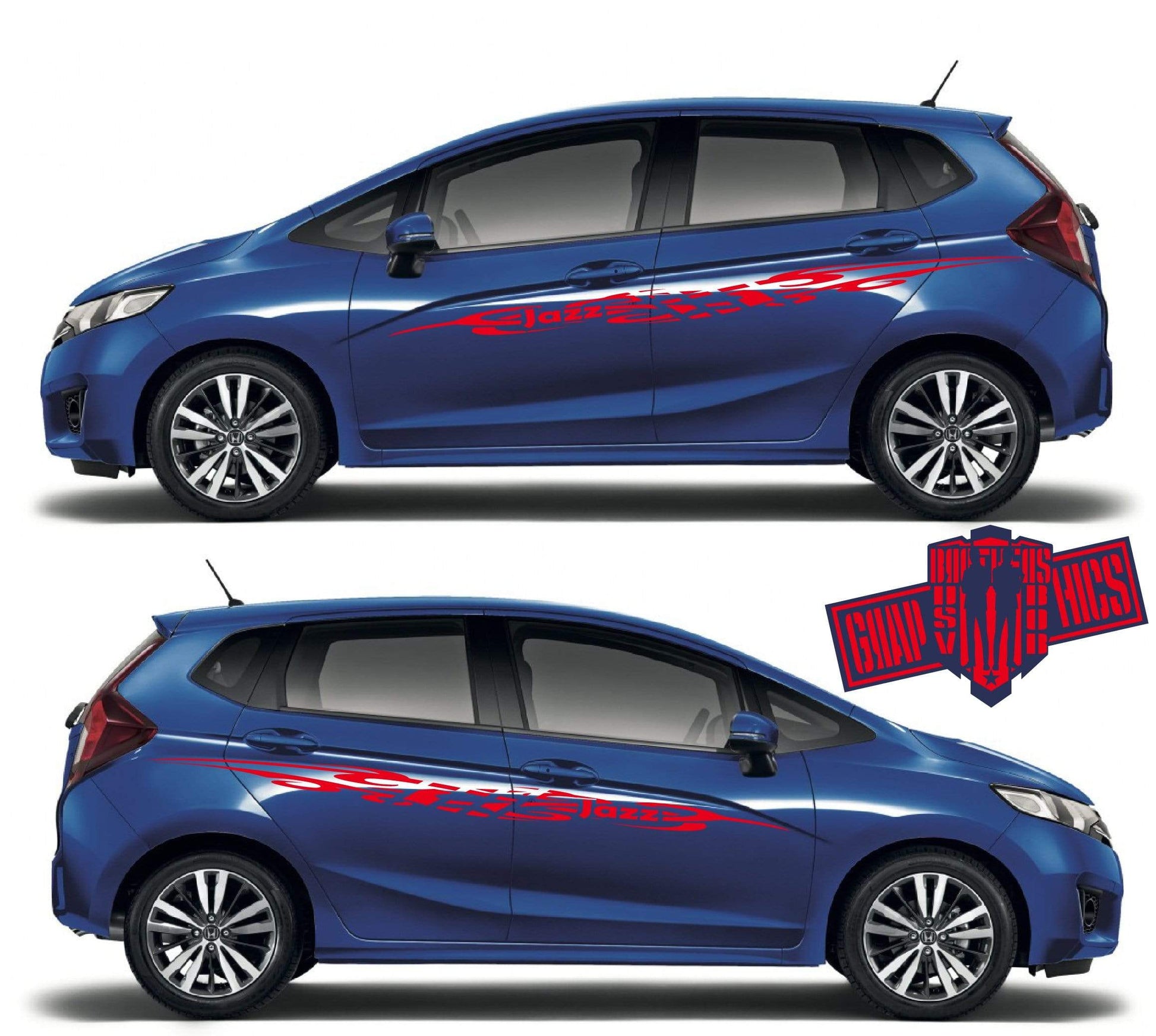 Custom Sticker Vinyl Side Racing Stripes for Honda Jazz - Brothers-Graphics
