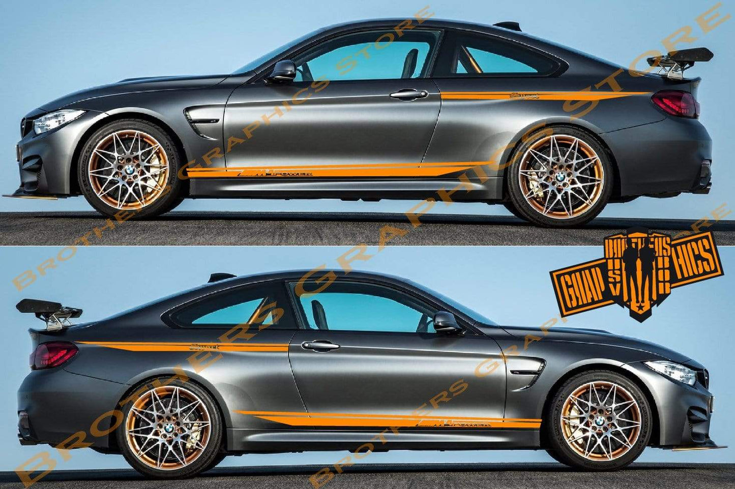 Decal Sticker Vinyl Side Racing Stripes for BMW M4 - Brothers-Graphics