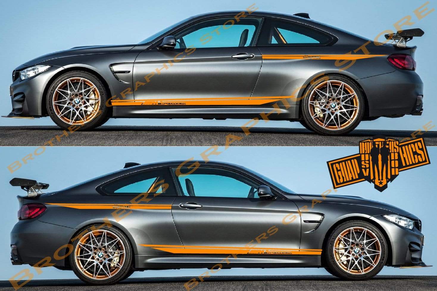 Decal Sticker Vinyl Side Racing Stripes for BMW M4 - Brothers-Graphics