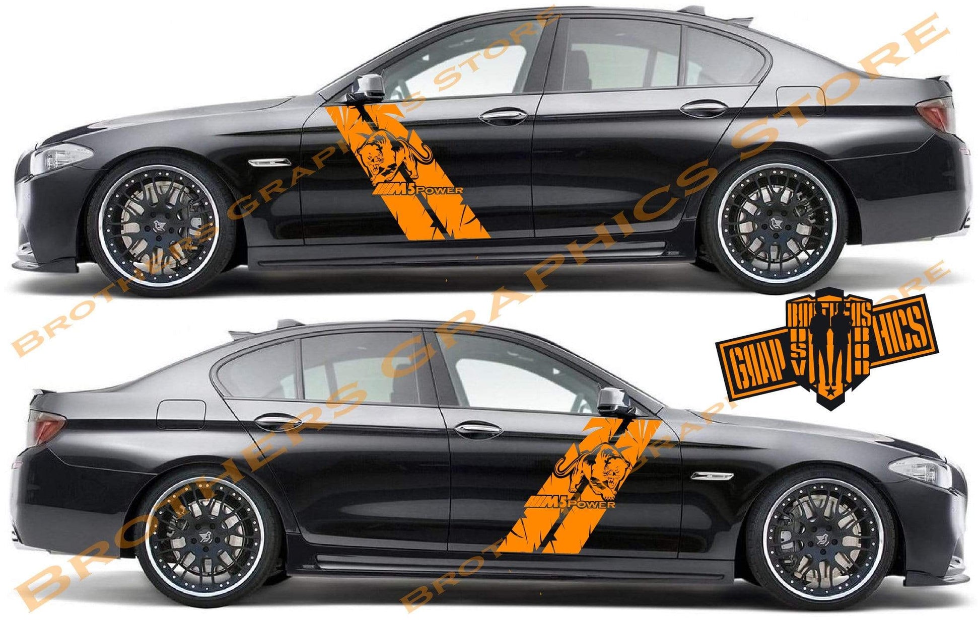 Decal Sticker Vinyl Side Racing Stripes for BMW M5 - Brothers-Graphics
