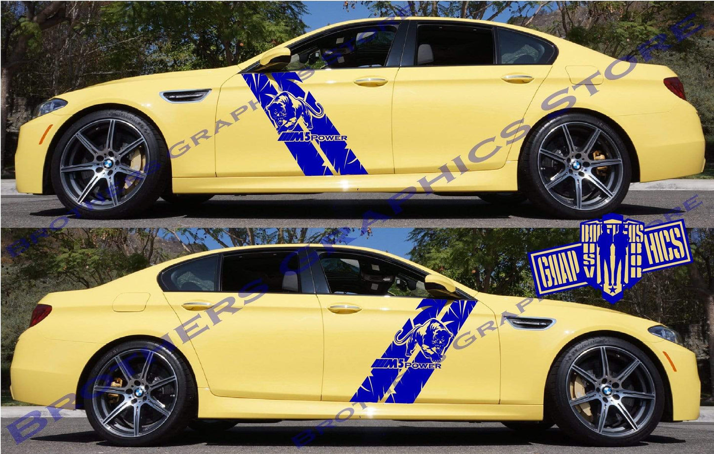 Decal Sticker Vinyl Side Racing Stripes for BMW M5 - Brothers-Graphics