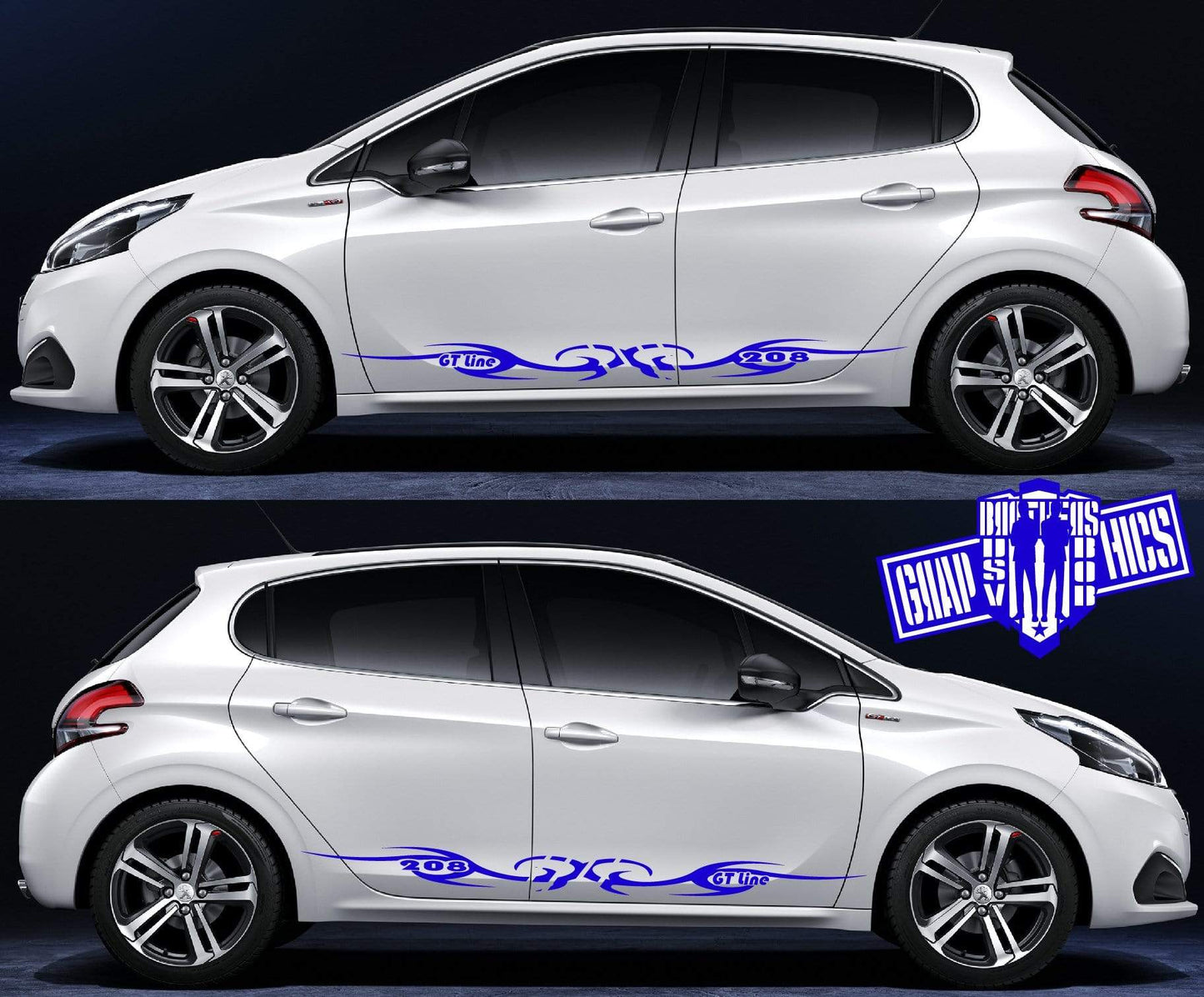 Decal Sticker Vinyl Side Racing Stripes for Peugeot 208 - Brothers-Graphics