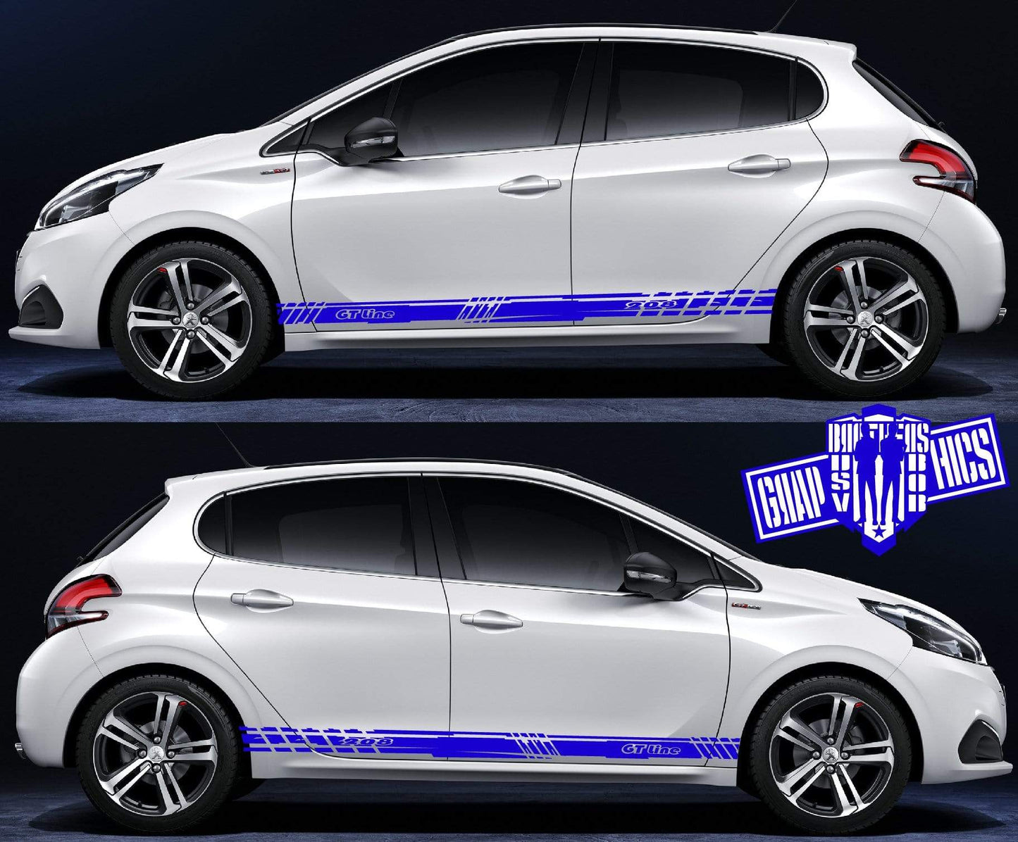 Decal Sticker Vinyl Side Racing Stripes for Peugeot 208 - Brothers-Graphics