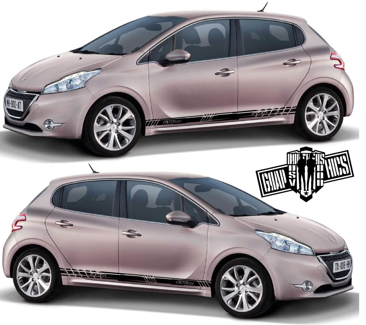 Decal Sticker Vinyl Side Racing Stripes for Peugeot 208 - Brothers-Graphics