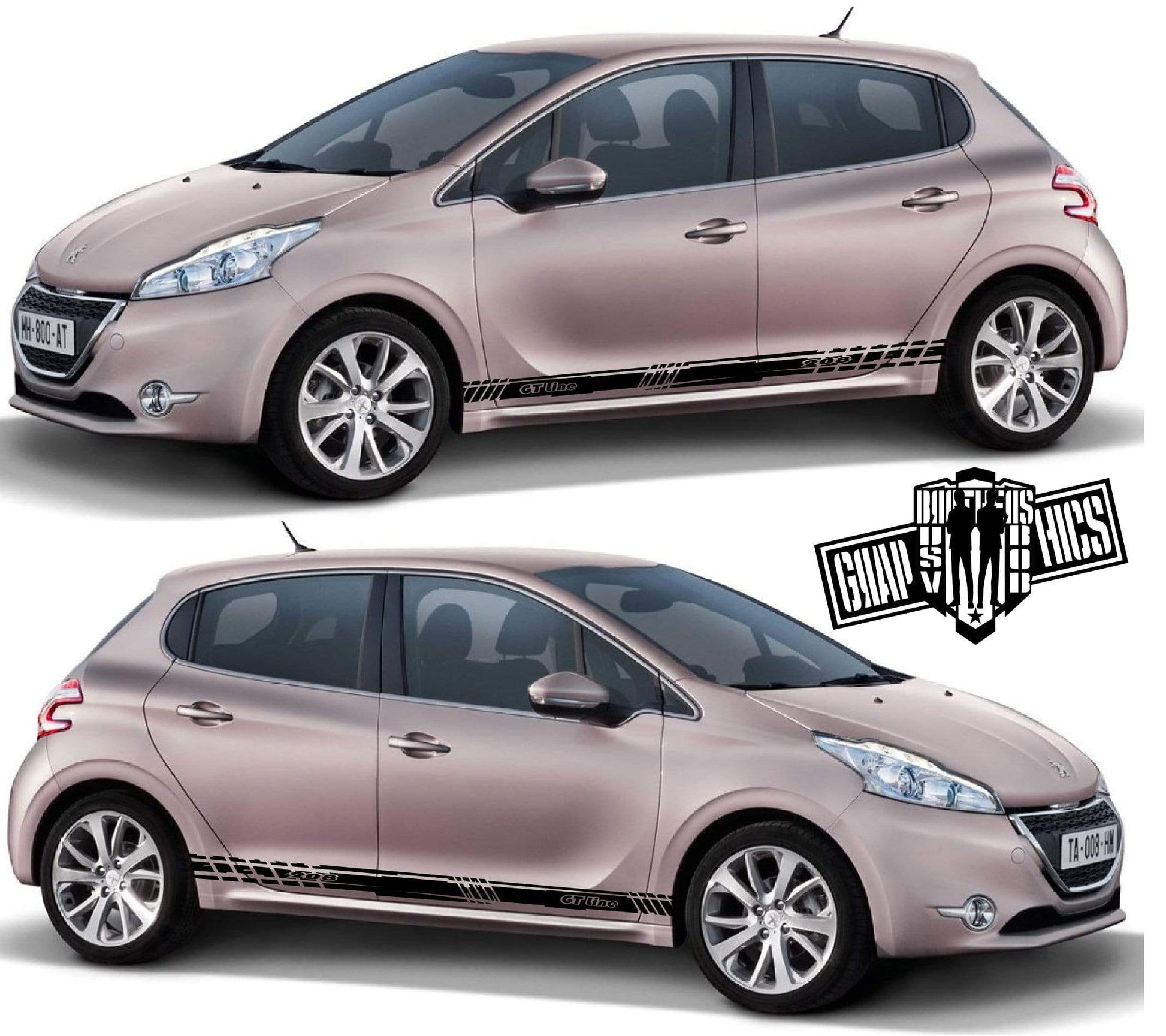 Decal Sticker Vinyl Side Racing Stripes for Peugeot 208 - Brothers-Graphics