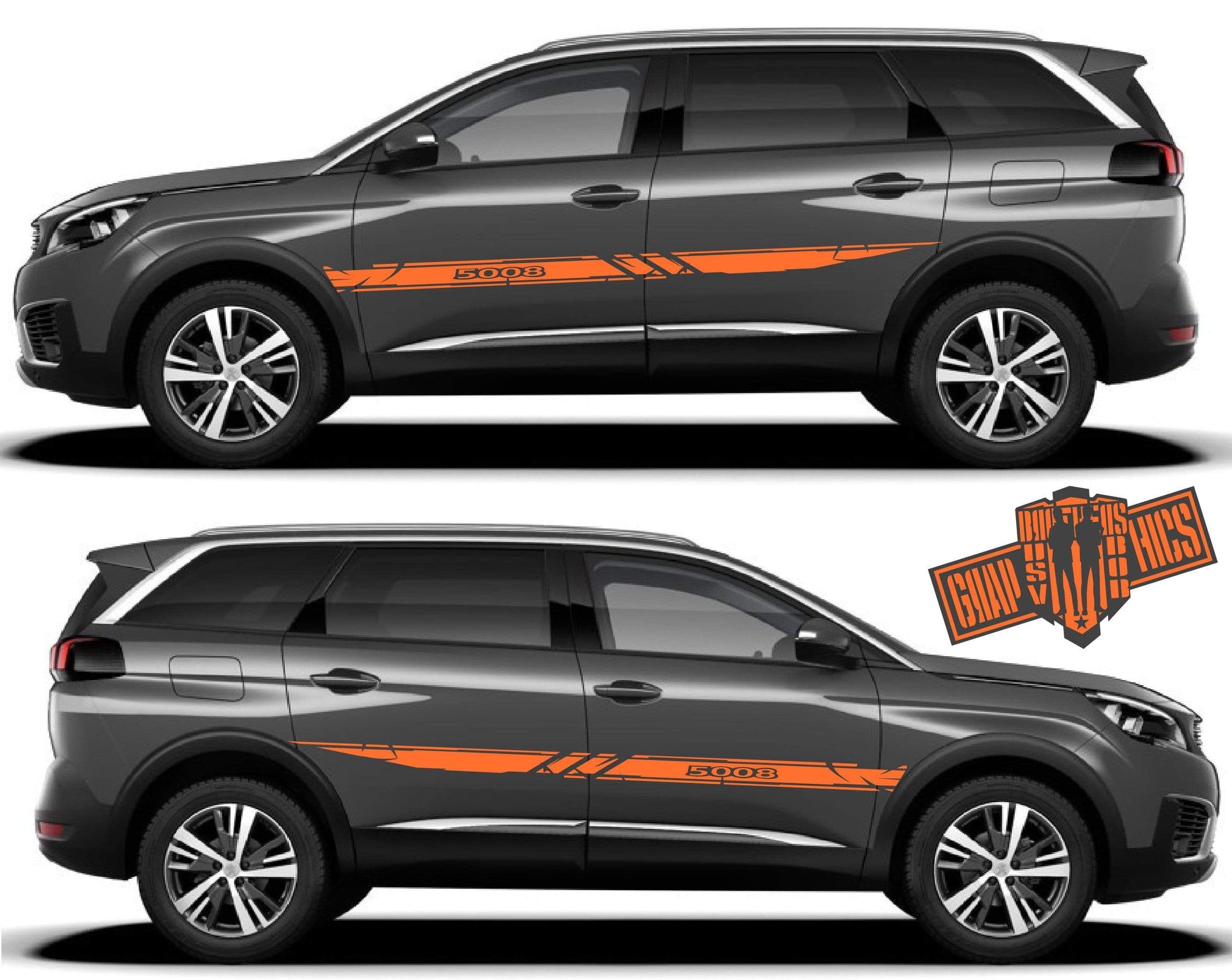 Decal Sticker Vinyl Side Racing Stripes for Peugeot 5008 - Brothers-Graphics
