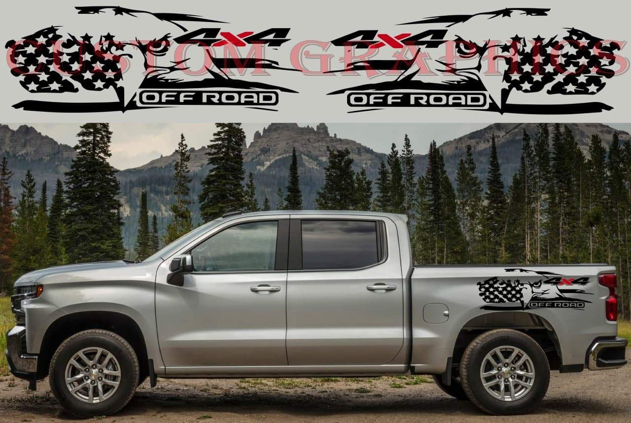 Vinyl Graphics Eagle 4x4 Graphic 4x Stickers Car Vinyl Stripes Compatible with Chevrolet Silverado