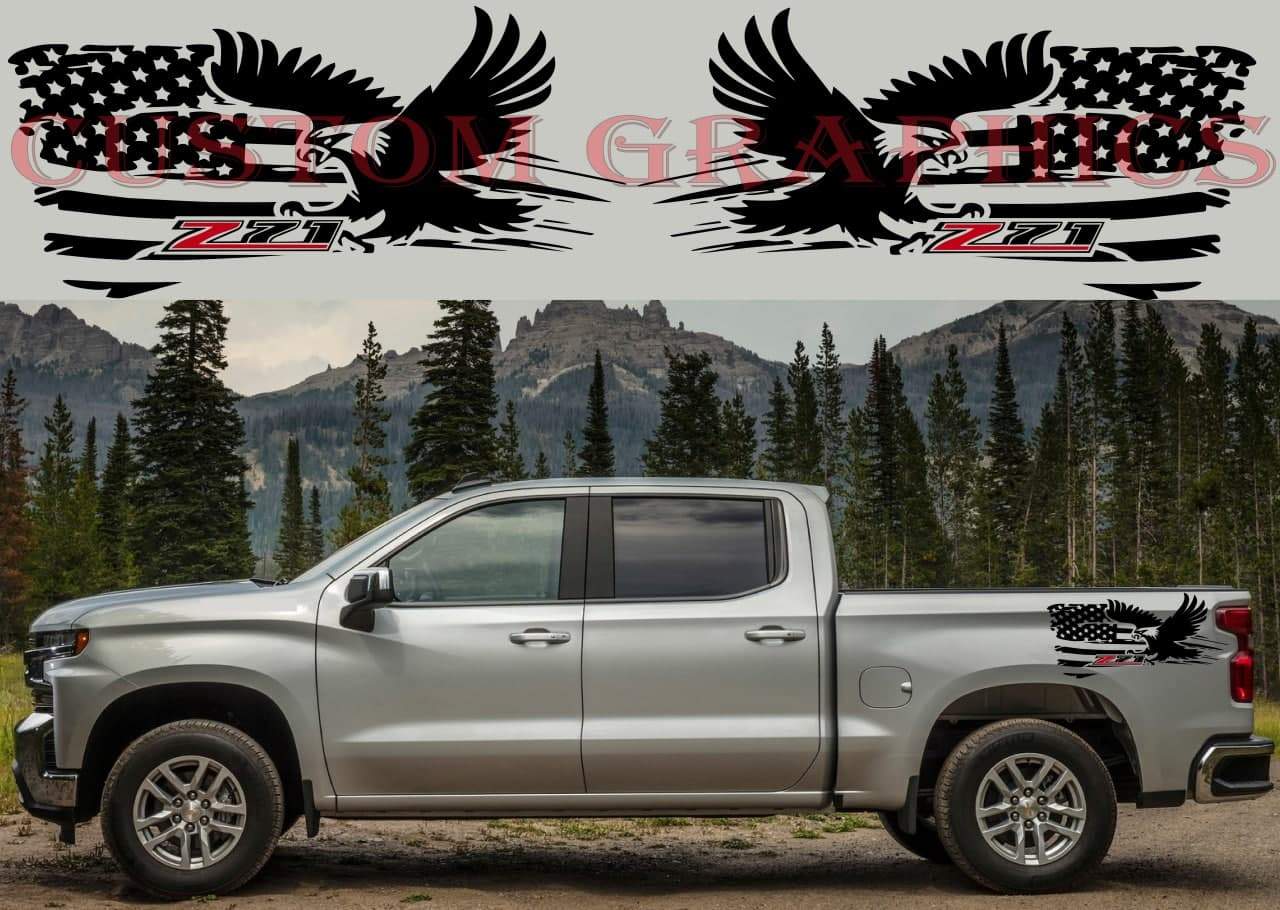 Vinyl Graphics Eagle 4x4 Graphic 4x Stickers Car Vinyl Stripes Compatible with Chevrolet Silverado