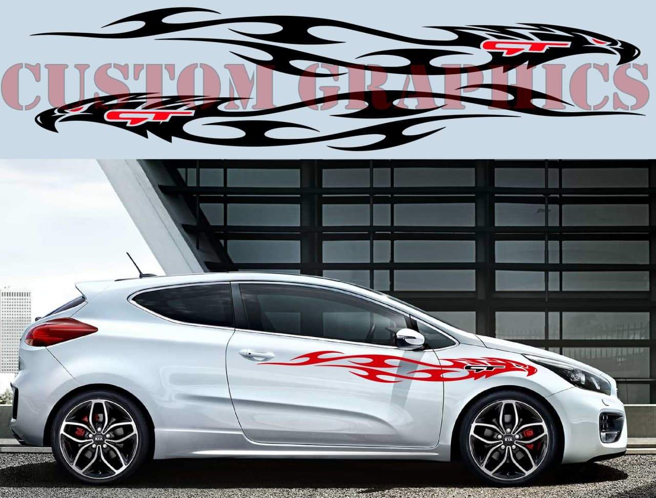 Vinyl Graphics Eagle Line Design Decal Sticker Vinyl Side Racing Stripes Compatible with Kia ProCeed