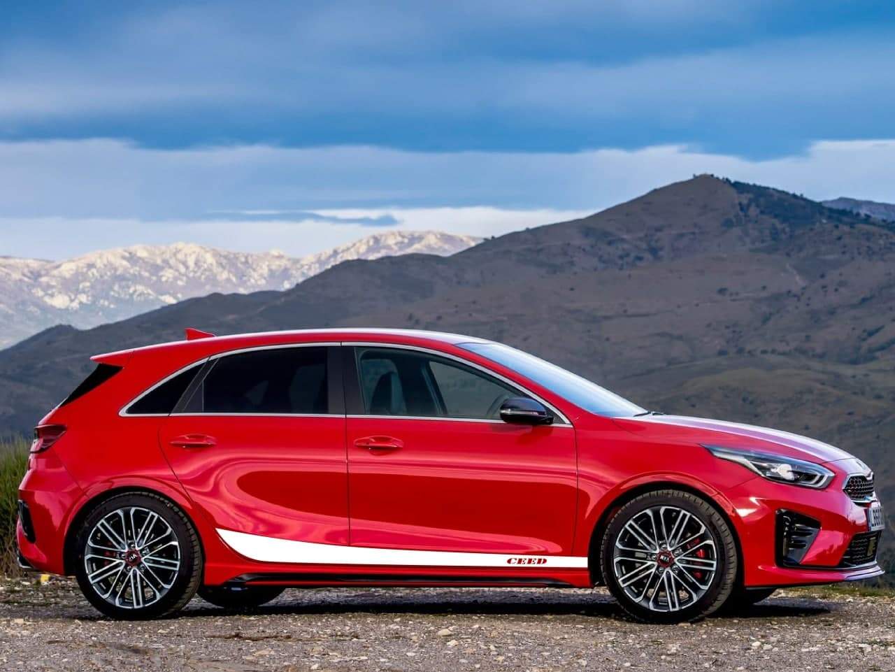 Vinyl Graphics Elegant Design Decal Sticker Vinyl Side Racing Stripes Compatible with Kia Ceed