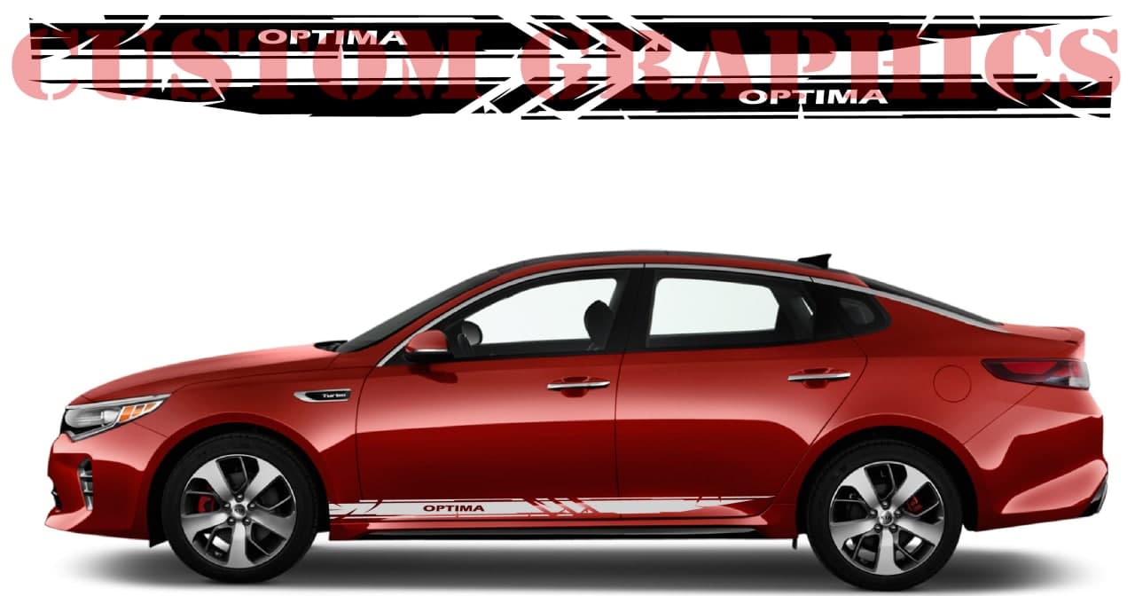 Vinyl Graphics Elegant Design Decal Sticker Vinyl Side Racing Stripes Compatible with Kia Optima