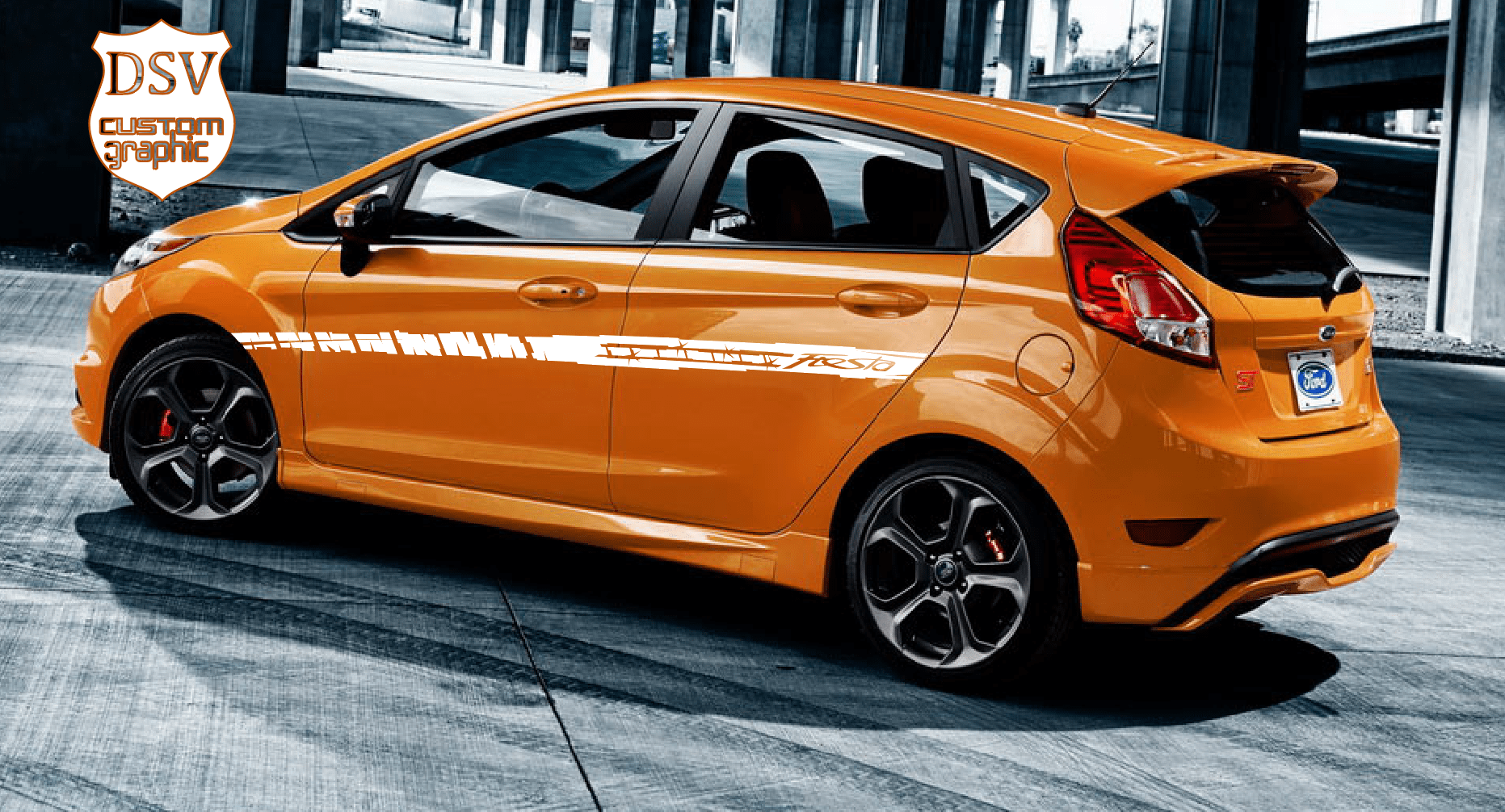 Premium Vinyl Stickers Compatible with Ford Fiesta Decorative car decals Unique Line Design