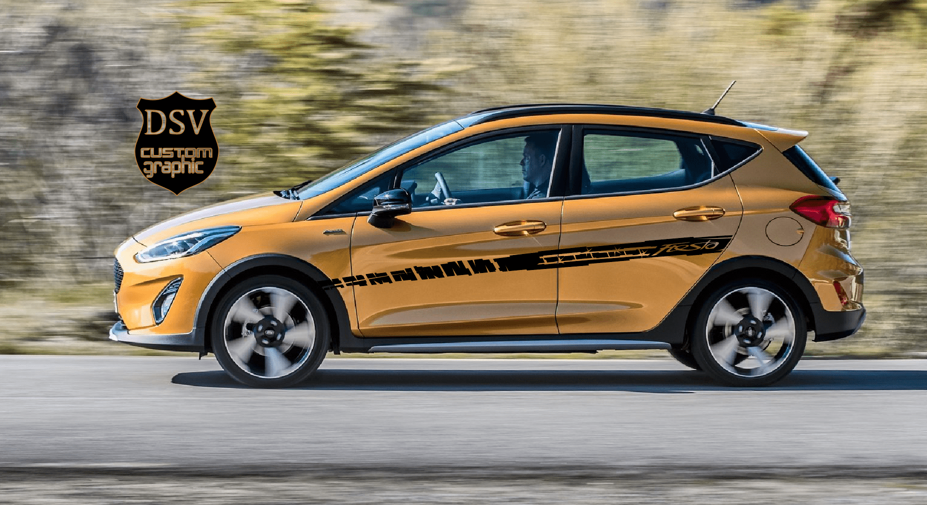 Premium Vinyl Stickers Compatible with Ford Fiesta Decorative car decals Unique Line Design