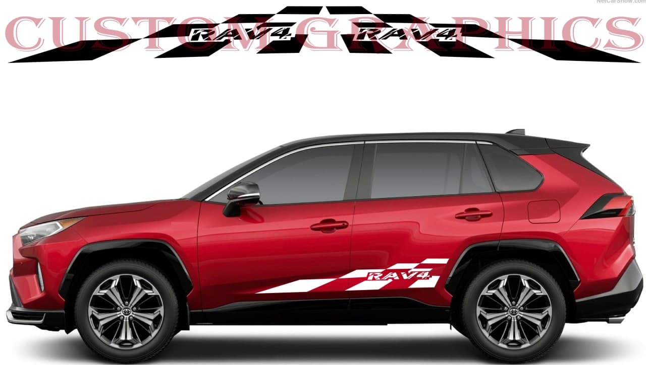 Vinyl Graphics Finish Best Design Decals Stickers Vinyl Side Racing Stripes Compatible with Toyota Rav4