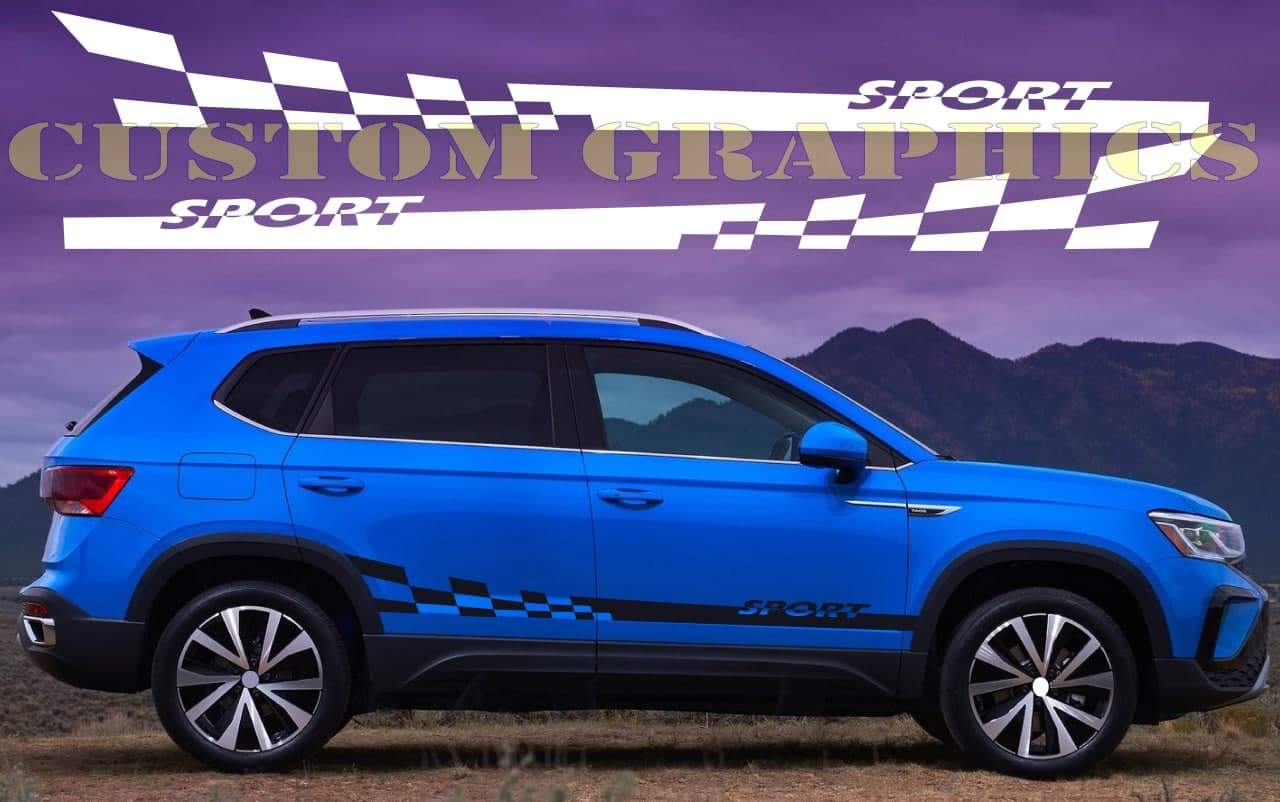 Vinyl Graphics Finish Graphic Sticker Vinyl Side Racing Stripes Compatible With VW Taos