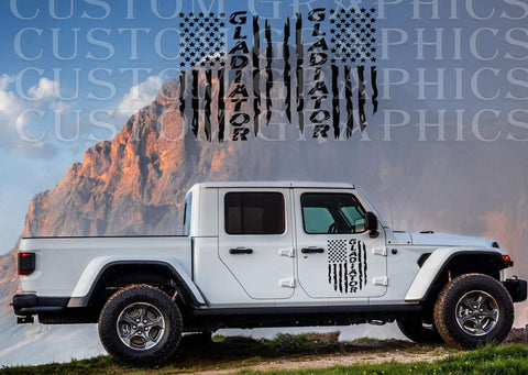 Vinyl Graphics Flag Design Graphic Stickers Compatible with Jeep Gladiator
