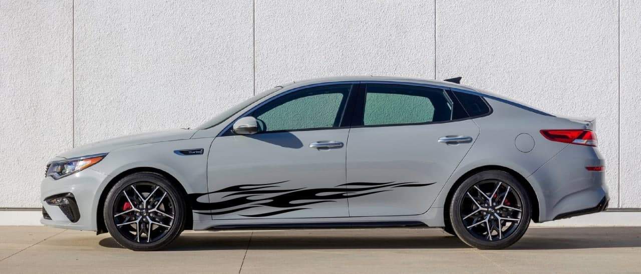 Vinyl Graphics Flame Design Decal Sticker Vinyl Side Racing Stripes Compatible with Kia Optima