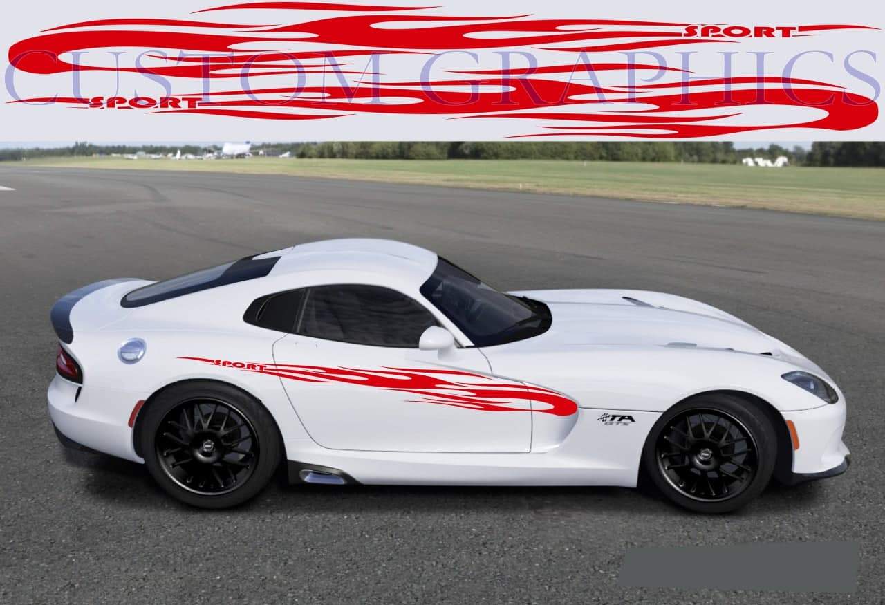 Vinyl Graphics Flame Line Graphic Vinyl Door Decal Racing Stripe stickers for Dodge Viper