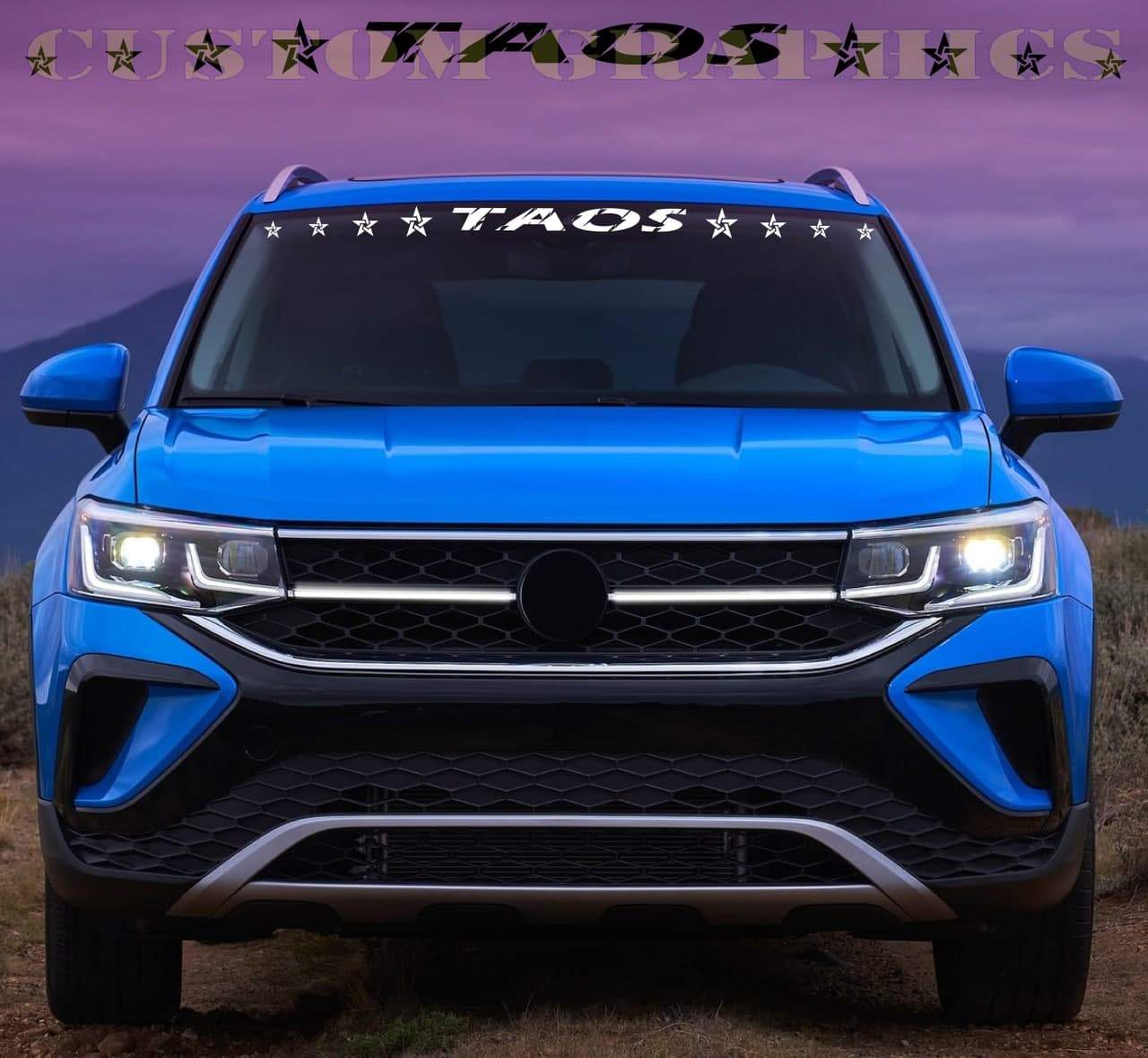 Vinyl Graphics Front Window Line Sport Design Sticker Compatible With VW Taos