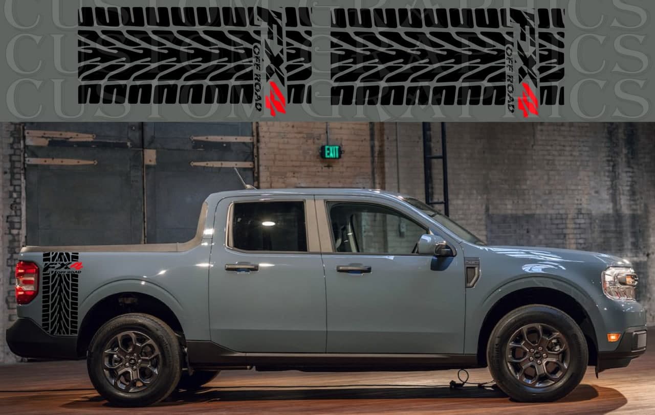 Vinyl Graphics FX4 Tire Track Design Stickers Decals Vinyl Graphics Compatible With Ford Maverick