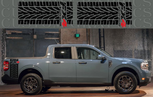 Vinyl Graphics FX4 Tire Track Design Stickers Decals Vinyl Graphics Compatible With Ford Maverick