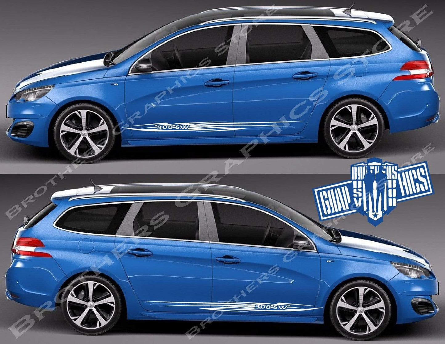 Graphics Decal Stickers Car Racing Vinyl Decal Sticker for Peugeot 308 SW - Brothers-Graphics